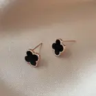 Earrings The Most Popular 925 Sliver 4 Leaf Clover Flower Stud Earrings