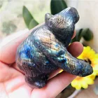 Labradorite Labradorite Natural Hand Carved Polished Rainbow Labradorite Bear Carving Crafts