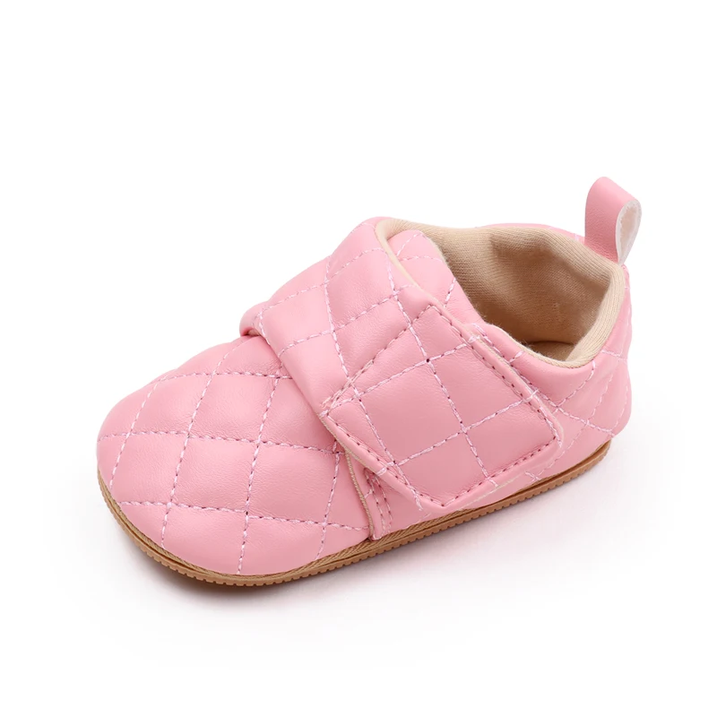 Spring and Autumn Solid Color Diamond Lattice Soft Sole Non-slip Baby Walking Shoes for Girls details