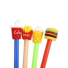 School supply creative french fries shape cute cartoon ice cream Pencil Caps Silicone PVC Pencil Toppers