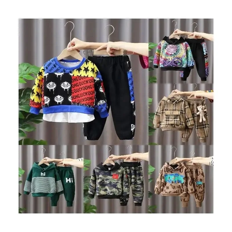 Wholesale popular children's clothing new boys fall suits children's clothes baby clothes boys sports two sets