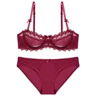 Trim Thin Translucent Half Cup Cup Lace Trim Lingerie Sexy Bra Panties