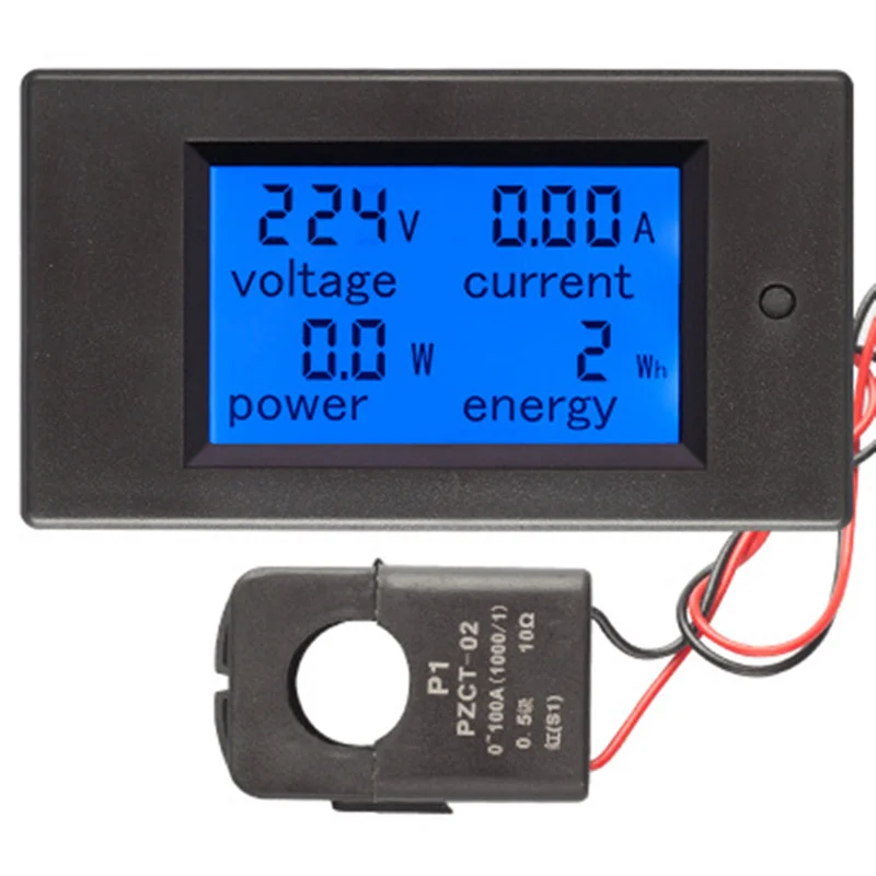 AC 100A Digital Power Energy Monitor Voltage Current KWh Watt Meter w Split CT 