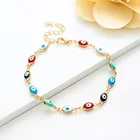 Red Wholesale Red Blue Evil Eyes Charm Jewelry Stainless Steel 18K Gold Plated Turkish Evil Eyes Bracelet