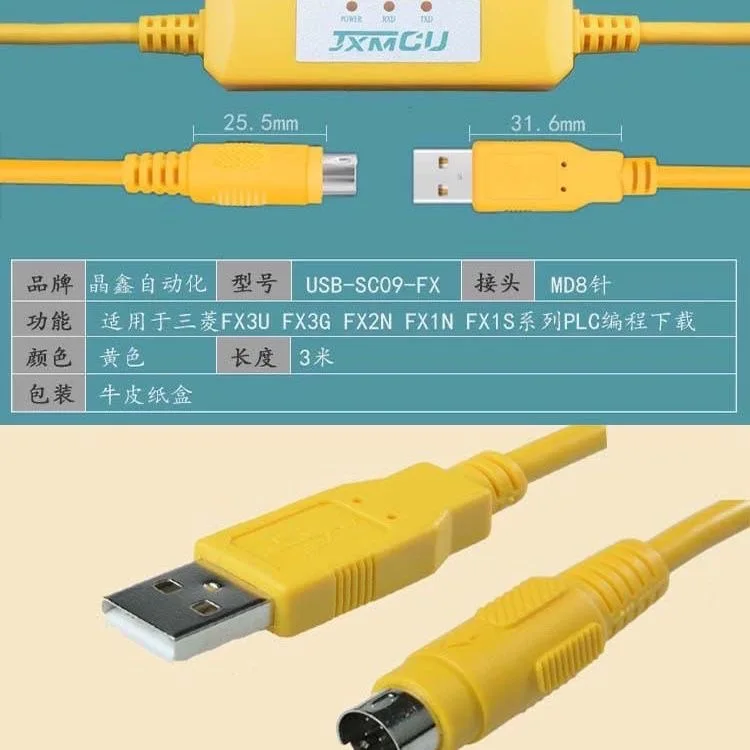 Plc Programming Cable Fx3u/1n/2n Data Cable Connection Cable Usbsc09