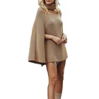Women Women 2021 Custom Autumn Winter Oversized Turtleneck Loose Cape Shawl Knitted Sweater For Women