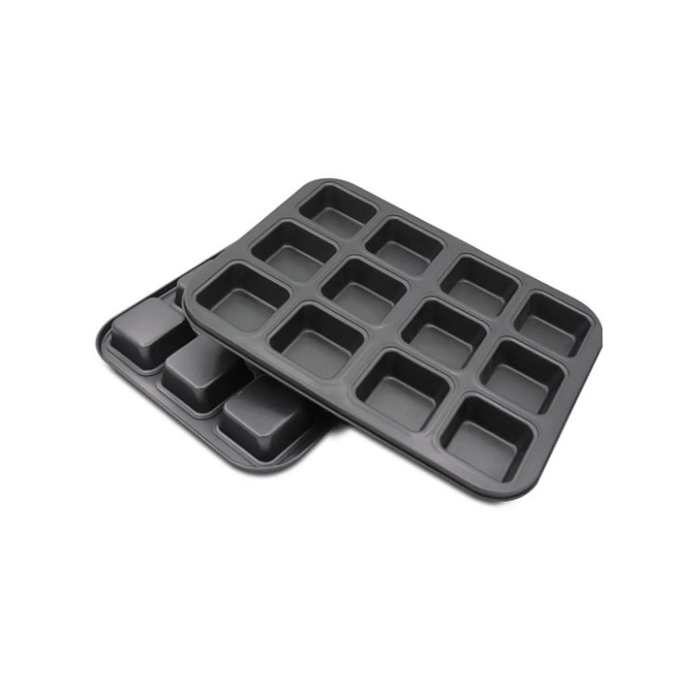 Hot Selling 12 Cavity Carbon Steel Non Stick Mini Square Cake Bread Baking Tray Cake Pan Aluminum alloy cake molds