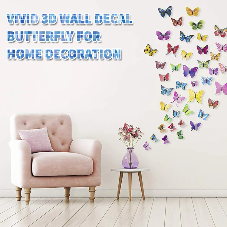 Home Room Decoration Removable DIY Mirror 3D Durable PVC Butterflies Wall Sticker for Party