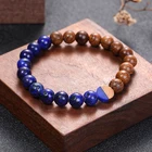 Bead Wood Beaded Natural Stone Half Resin Wood Bead Elastic Bracelet ST202