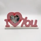 Heart Decoration 2020 Fashionable Bright Wedding Wooden Love Heart Personalized Photo Frame Decoration