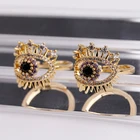 Brass Ring Brassbrass Women's Ring Fashion Wholesale American Brass Gold Plated Zircon Devil Eyes Woman Jewelry Gold Ring