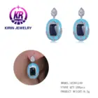 Big Dangling Earrings Silver Latest Design Blue Enamel Big CZ Diamond Dangling Earrings In Sterling Silver