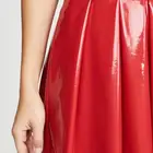 Long Leather Skirts Latest Design Long Red Leather Wide Hem Women Casual Skirts