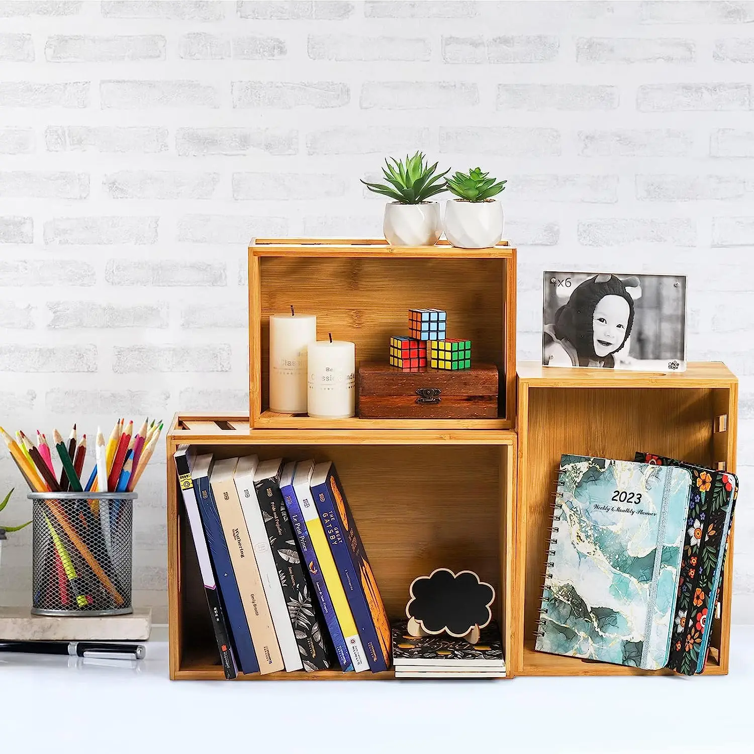 product farmhouse style wooden box for storage decoration display bamboo crates storage container with handle-5