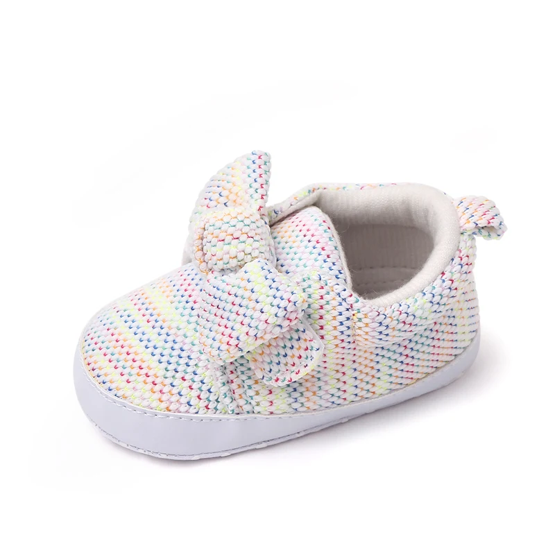 Spring and Autumn New Knitted Bow 0-1 Year Old Baby Princess Soft Soled Shoes for Girls factory