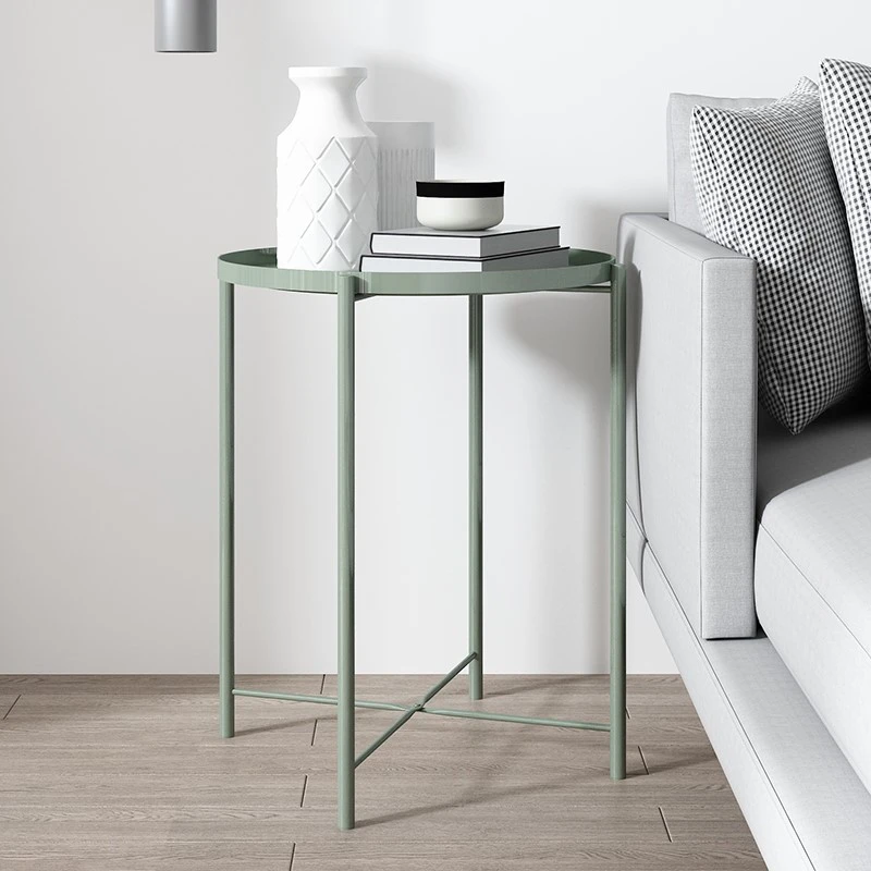 Small Round Side Tables Modern Style Tray Metal End Table Accent Coffee Table For Living Room