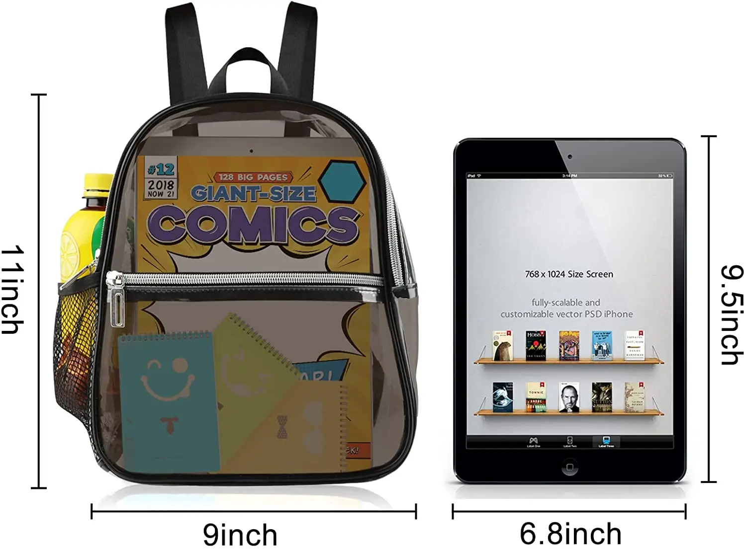 Clear Backpack Heavy Duty Transparent Bookbag  Women See Through Waterproof Backpack for Men factory