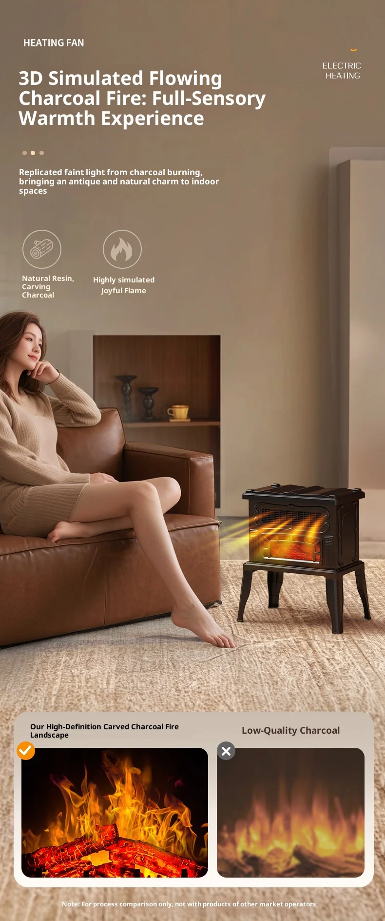 Fireplace, 2000 W, Plastic - detail 12