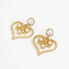 Earrings Big Dangling High Quality Oversized Earrings Women's Gold Alloy Big Heart Dangling Earrings