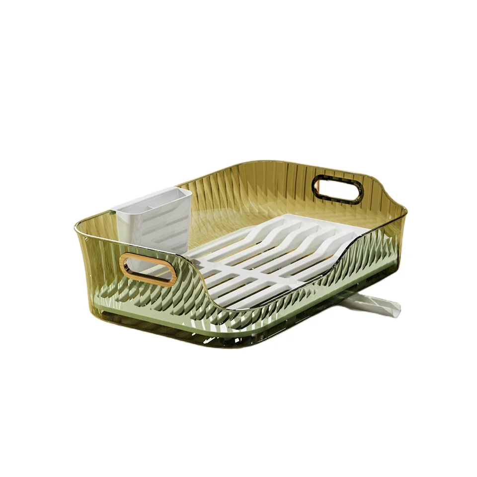 Creative design transparent green color single tier portable bowl storage holder for kitchen