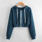 Hoodies Women Hoodie Cropped Hoodies Women Drop Shoulder Zip Up Drawstring Crop Hoodie
