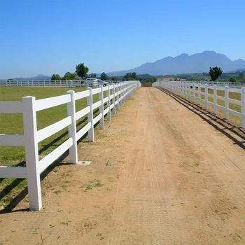 Horse Paddock Fence Panels For Farm Racecourse Field Riding Arena Animal,Top Quality Cheap PVC Vinyl Plastic 3 Ranch Rail