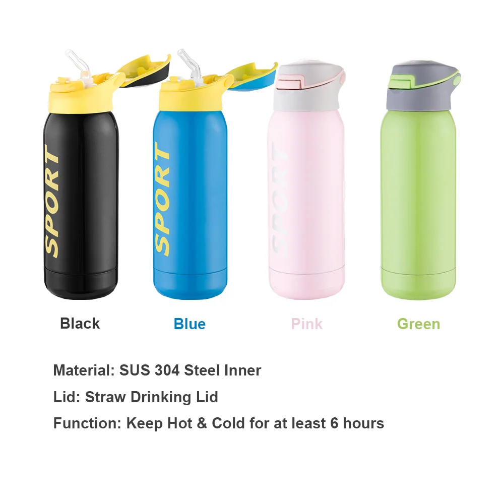 Promotional 350Ml Stainless Steel Sport Water Bottle Double Wall Insulated Tumbler With the Straw Suitable for Kid