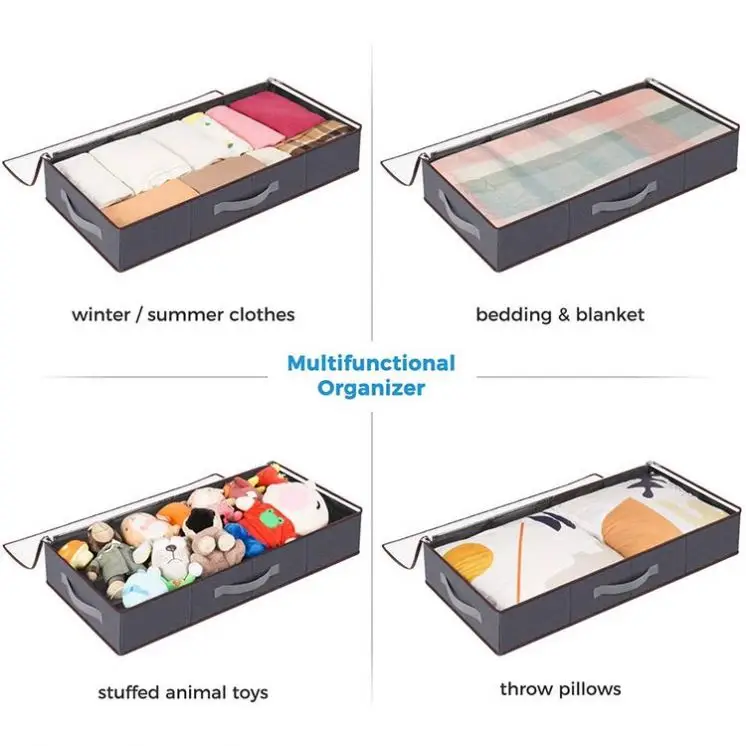 Underbed Storage Containers 2 Pieces Under Bed Storage Box Storage Bag With Paerboard for Blankets Clothes Sweater