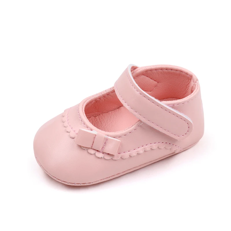 Solid Color Baby Girl Leather Shoes Soft Soles Shallow Mouth Single Shoes Foreign Style Princess Walking Shoes supplier