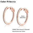 Hoops Hoop Earring Earrings 25mm Round 925 Silver Women Hoops CZ Rose Gold Plated Hoop Earring