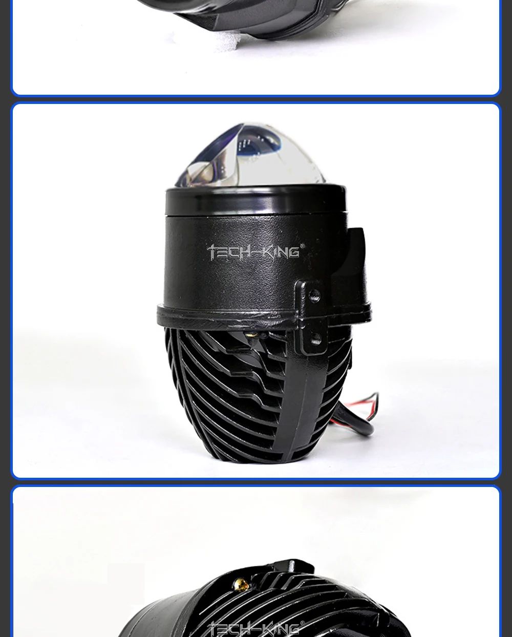 TECH-KING Automobile 2-inch 12V universal LED three-light matrix projector fog lamp for Toyota Nissan laser lens fog lamp