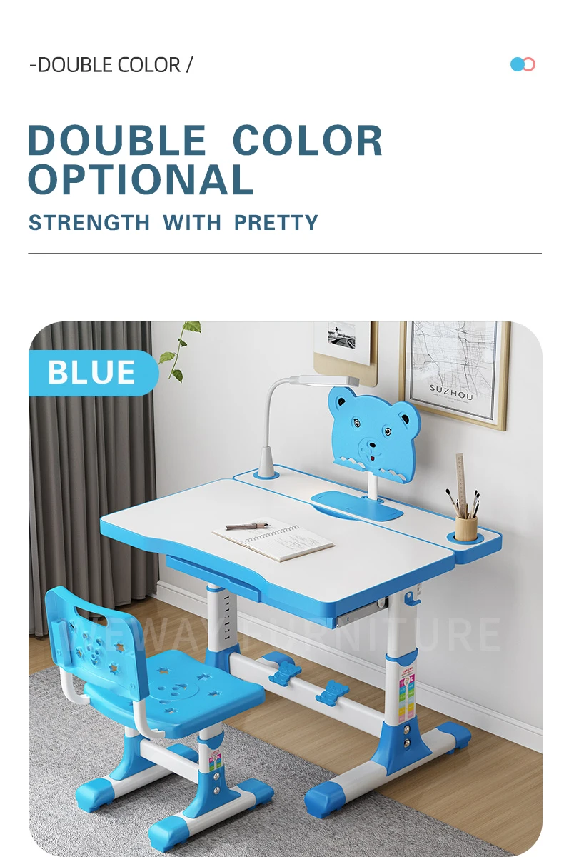 Children Drawing Study Table Chair Set Pink Blue Home Use Student Chair