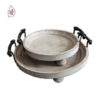 Table Tray Wood Tray Farmhouse Wood Footed Table Tray With Metal Handle