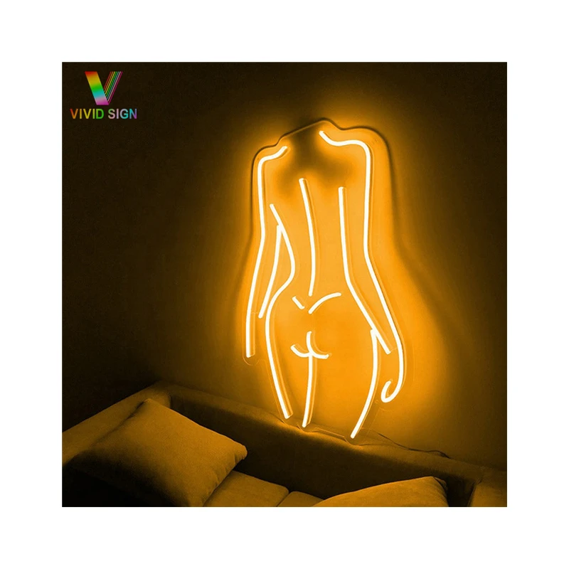Hot Sale Free Sample Naked Women Back Neon Lights Pink Bar Home Wall Decor Sexy Shop Neon Sign
