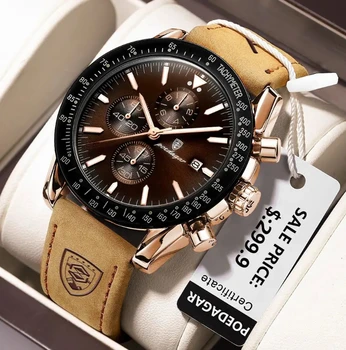 Luxury Chronograph Watch For Men Poedagar P988 988 Stainless Steel Luminous Date Week Sport Silicone Strap Wrist Watches