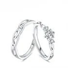 Sterling Engagement 925 Sterling Silver Jewelry Couple Engagement Wedding Diamond 925 Sterling Silver Rings Adjustable