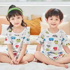 Boys 2021 Children Cotton Nightwear Summer Short Sleeve Sleepwear Boys Pajamas Sets Kids Girls Home Wear Suit