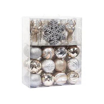 Wholesale Exquisite Christmas Ornaments Baubles Balls 1set of 54pcs Shatterproof Shiny Gold Balls For Christmas Tree