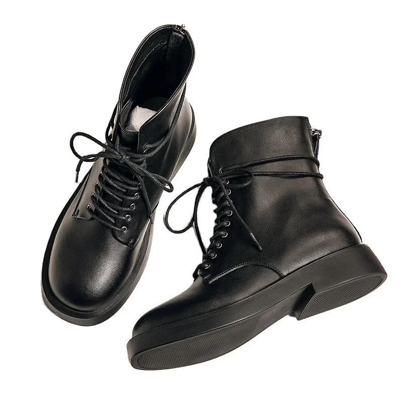 black booties with shoelaces