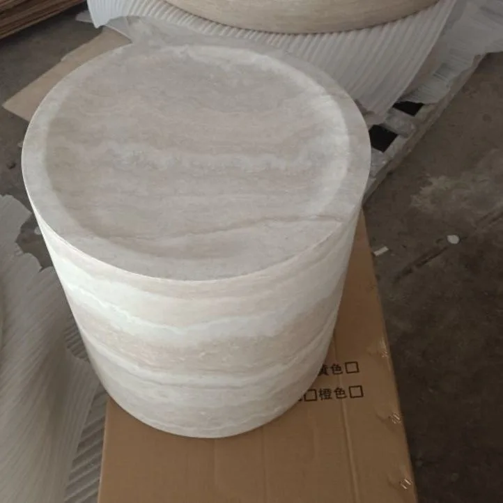 product contemporary wabi sabi style round natural travertine marble coffee and tea table for living room-1
