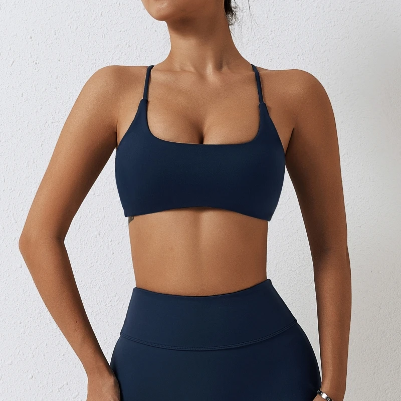 lulu Sexy Fitness Strap adjustable Yoga bra Women's mid-range jacket Gym Exercise Training Solid Breathable bra