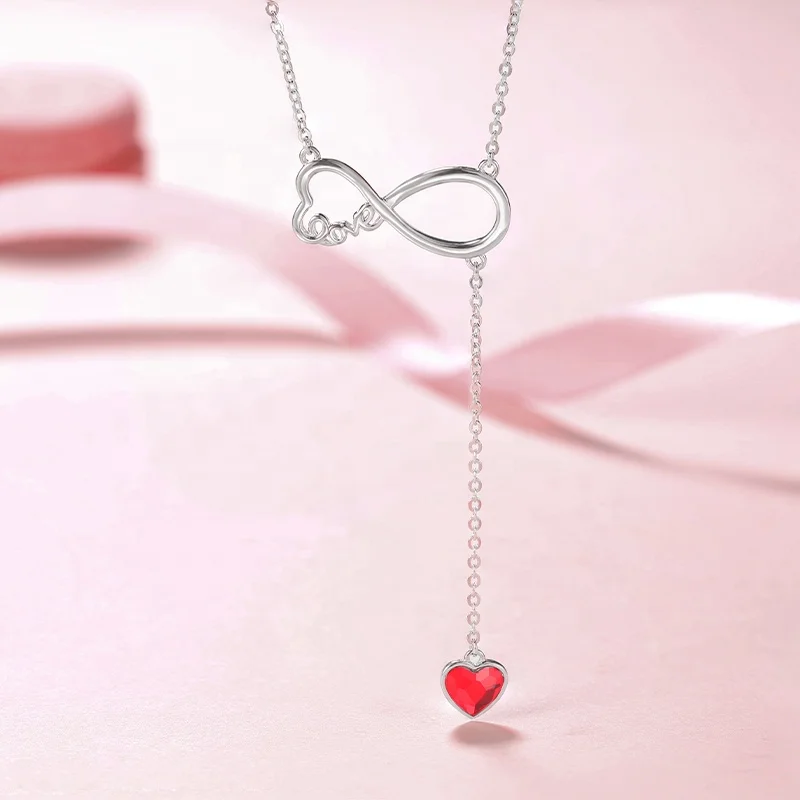 CDE YN0913 Original 925 Sterling Silver Love Necklace With Heart-Shaped Charms Plata De Collar Infinity Necklace For Women