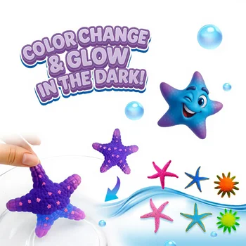 Glow in the Dark Color Changing Starfish Sea Urchin Star Toys Stretchy TPR Marine Ocean Squeeze Toy Sea Animal Series