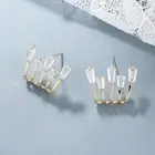 Korean Copper Zircon Plated Real Gold Crown 925 Silver Post Earrings Jewelry Wholesale