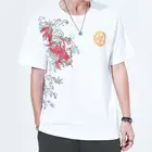 Summer Popular Logo Chinese Style National Style Embroidery Style Loose Short Sleeve T-shirt Men's Pure Cotton