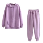 Woman Hoody Hoodie Women Woman CVC Cotton Polyester Fleece Casual Blank Simple Hoody Hoodies And Sweatpants Suits