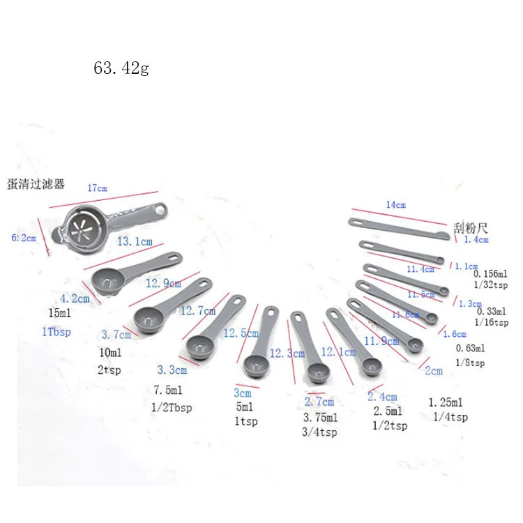 Measuring Spoons Set Plastic Measuring Spoons Set 2022 17 Piece1 tbsp Dry and Liquid Ingredients Powder Spoon