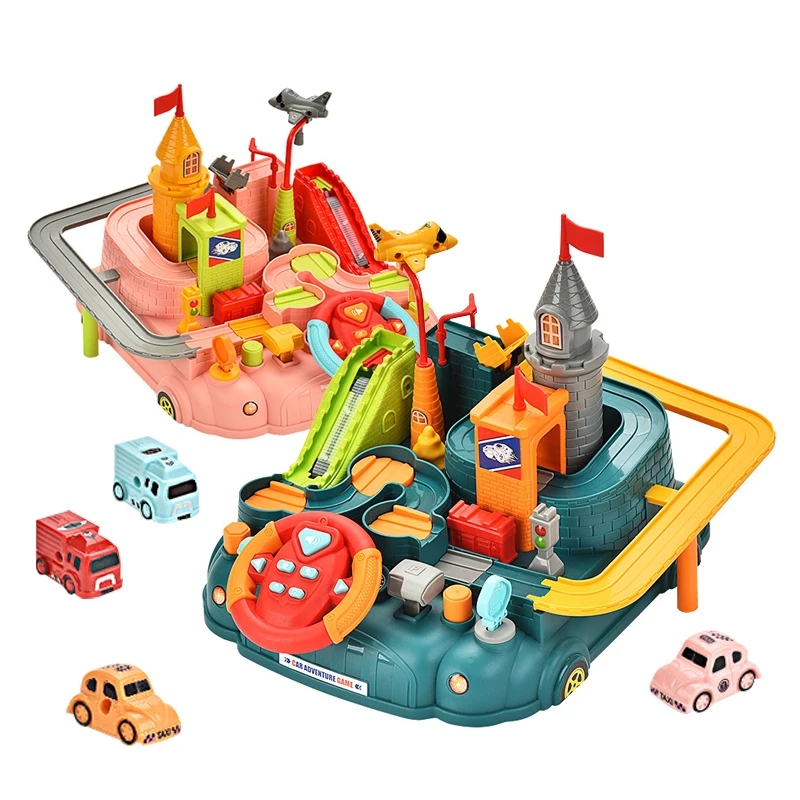 Electronic board game kids race tracks for boys car adventure time toys with mini cars
