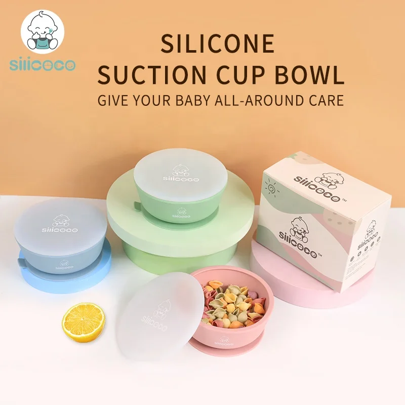 Silicoco Hot Sale Supplier Eco-friendly Non-toxic Food Grade Silicone Baby Dinner Bowl Baby Silicone Suction Bowl