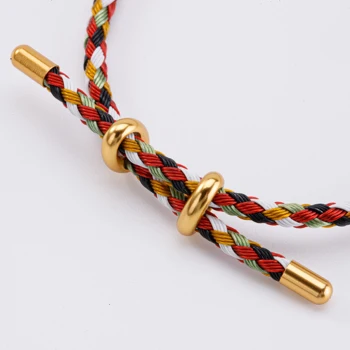 Hot selling sliding charm buckle adjustable friendship bracelet, customized woven rope bracelet for women